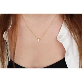 Glorria Gümüş 3 Boyutlu Minimalist P Harfi Kadın Kolye