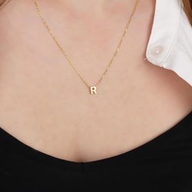 Glorria Gümüş 3 Boyutlu Minimalist R Harfi Kolye