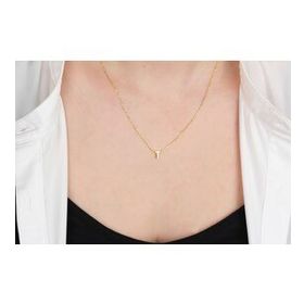 Glorria Gümüş 3 Boyutlu Minimalist T Harfi Kadın Kolye