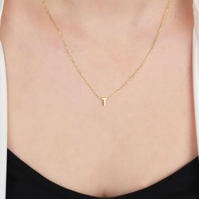 Glorria Gümüş 3 Boyutlu Minimalist T Harfi Kadın Kolye