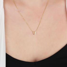 Glorria Gümüş 3 Boyutlu Minimalist Ü Harfi Kadın Kolye