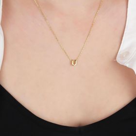 Glorria Gümüş 3 Boyutlu Minimalist Ü Harfi Kadın Kolye