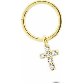 Glorria Haç Halka 14 Ayar Altın Piercing