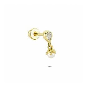 Glorria İnci Damla Helix 14 Ayar Altın Piercing