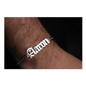 Glorria Kişiye Özel Gothic İsimli Gurmet Zincirli 925 Ayar Erkek Gümüş Bileklik