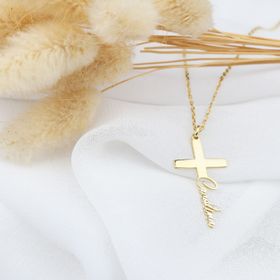 Glorria Kişiye Özel İsimli Haç Gümüş Kolye