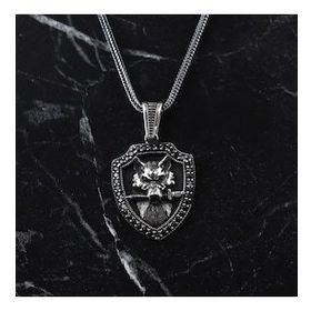 Glorria Kurt 925 Ayar Erkek Gümüş Kolye