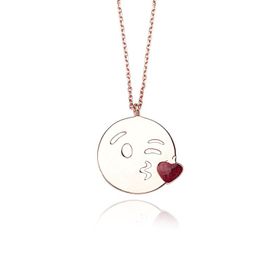 Glorria NP0057 Öpücük Emoji Gümüş Kadın Kolye