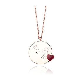 Glorria NP0057 Öpücük Emoji Gümüş Kadın Kolye
