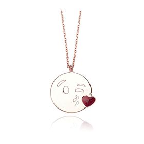 Glorria NP0057 Öpücük Emoji Gümüş Kadın Kolye