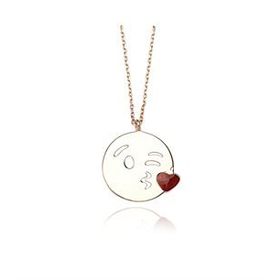 Glorria NP0057 Öpücük Emoji Gümüş Kadın Kolye