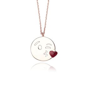 Glorria NP0057 Öpücük Emoji Gümüş Kadın Kolye