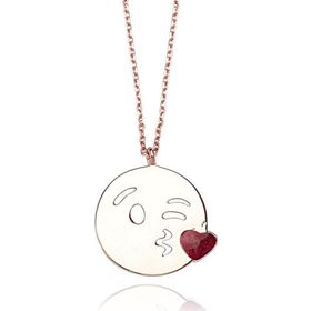 Glorria NP0057 Öpücük Emoji Gümüş Kadın Kolye