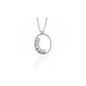 Glorria NP0161 Taşlı Oval Gümüş Kolye