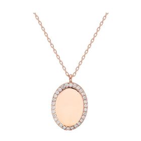 Glorria NP0161 Taşlı Oval Gümüş Kolye