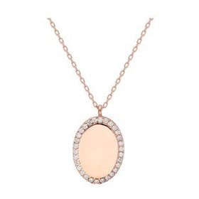Glorria NP0161 Taşlı Oval Gümüş Kolye