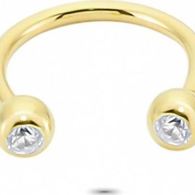 Glorria Taşlı Yarım Halka 14 Ayar Altın Piercing