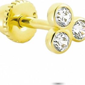 Glorria Üç Taş Helix 14 Ayar Altın Piercing