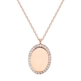 Glorria VK1065 Taşlı Oval Gümüş Kadın Kolye