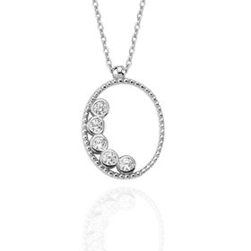 Glorria VK1065 Taşlı Oval Gümüş Kadın Kolye