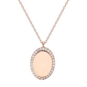 Glorria VK1065 Taşlı Oval Gümüş Kadın Kolye
