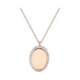 Glorria VK1065 Taşlı Oval Gümüş Kadın Kolye