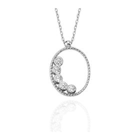 Glorria VK1065 Taşlı Oval Gümüş Kadın Kolye