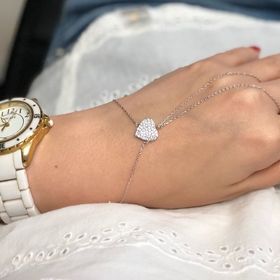 Glorria VK1084 Taşlı Kalp Gümüş Kadın Şahmeran