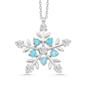 GMS Aquamarine Taşlı Kar Tanesi Kadın Gümüş Kolye