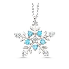 GMS Aquamarine Taşlı Kar Tanesi Kadın Gümüş Kolye
