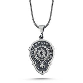 GMS Emniyet Teşkilatı Polis Armalı Erkek Gümüş Kolye