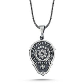 GMS Emniyet Teşkilatı Polis Armalı Erkek Gümüş Kolye