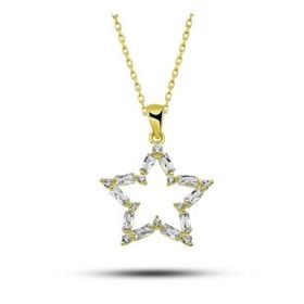 ​GMS Gold Baget Taşlı Yıldız Kadın Gümüş Kolye