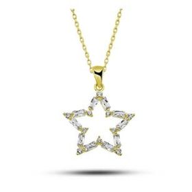 ​GMS Gold Baget Taşlı Yıldız Kadın Gümüş Kolye