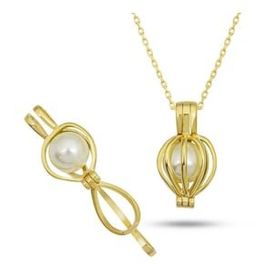 GMS Gold Beyaz İncili Kadın Gümüş Kolye
