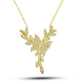 GMS Gold Daldaki Kelebek Kadın Gümüş Kolye