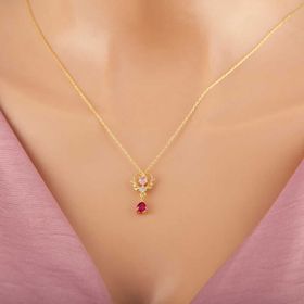 GMS Gold Kalpli Tek Taş Kadın Gümüş Kolye