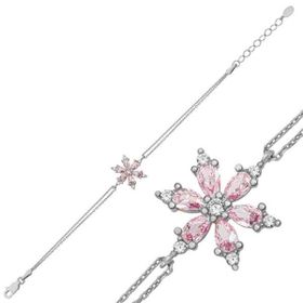 GMS Pembe Lotus Çiçeği Kadın Gümüş Bileklik