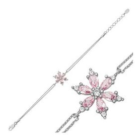 GMS Pembe Lotus Çiçeği Kadın Gümüş Bileklik