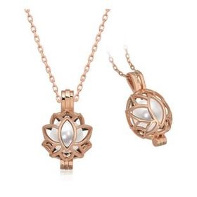 GMS Rose Beyaz İnci Kafesli Lotus Kadın Gümüş Kolye