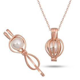 GMS Rose Beyaz İncili Kadın Gümüş Kolye
