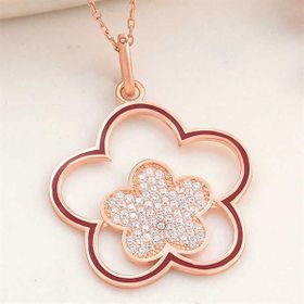 ​GMS Rose Çiçek Desenli Gümüş Kadın Kolye