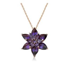 GMS Rose Mor Lotus Çiçeği Kadın Gümüş Kolye