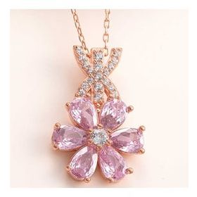 GMS Rose Pembe Sevgi Çiçeği Kadın Gümüş Kolye