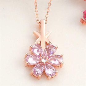GMS Rose Pembe Sevgi Çiçeği Kadın Gümüş Kolye