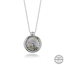 GMS Swarovski Crystal Taşlı Çerçeveli Kadın Gümüş Kolye