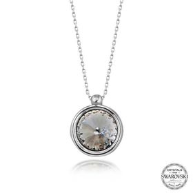 GMS Swarovski Crystal Taşlı Çerçeveli Kadın Gümüş Kolye