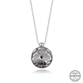 GMS Swarovski Crystal Taşlı Çerçeveli Kadın Gümüş Kolye