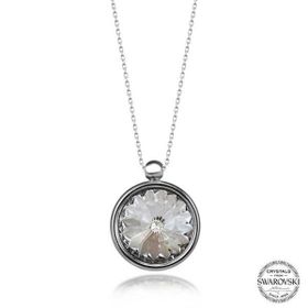 GMS Swarovski Crystal Taşlı Çerçeveli Kadın Gümüş Kolye
