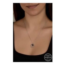 GMS Swarovski Crystal Taşlı Halka Kadın Gümüş Kolye